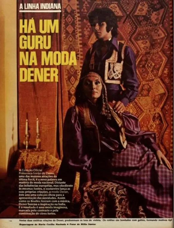 Matéria de revista sobre uma nova coleção do estilista. 