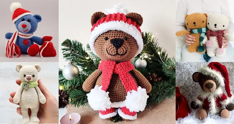 Foto de ursos de Natal amigurumi.