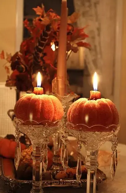 Abóboras de vela em decor de mesa