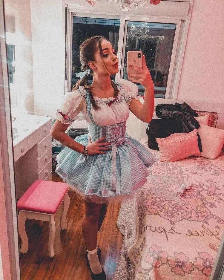 Look festas juninas, vestido azul xadrez igual a Alice no País das Maravilhas
