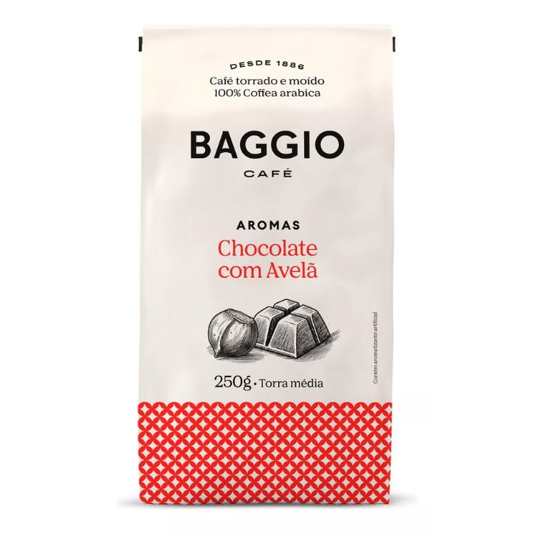 Café Gourmet Torrado/moido 100% Árabica Aromas Baggio 250gr Aroma Chocolate Com Avelã
