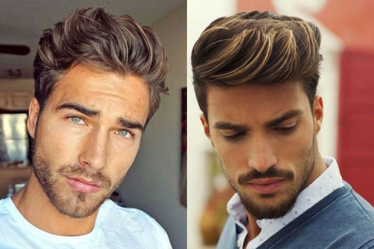 duas opções de corte masculino com topete desconectado