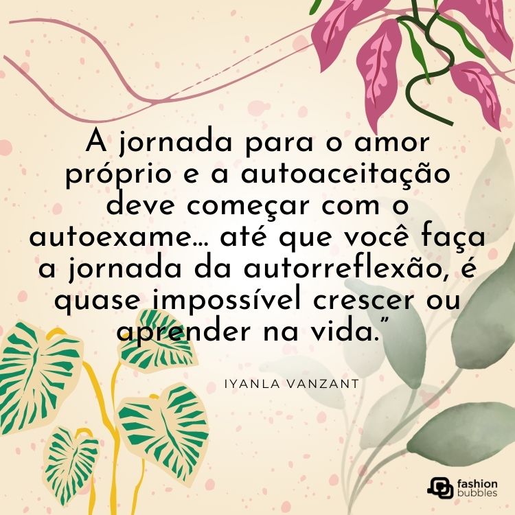 frase motivacional pensativa com fundo bege e folhas
