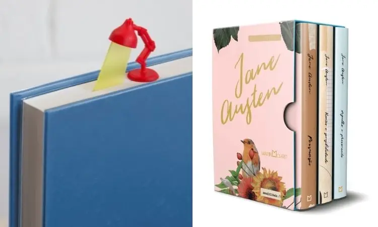Montagem com duas opções de presente amigo secreto chefe leitura