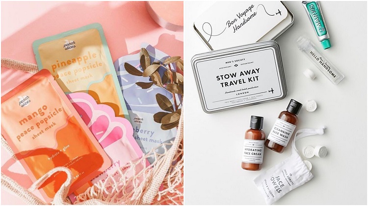 kit de máscaras faciais e kit de skincare para viagem