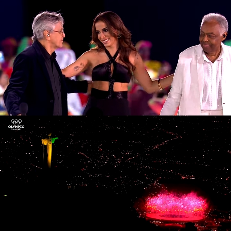 Foto de Caetano Veloso, Anitta e Gilberto Gil.