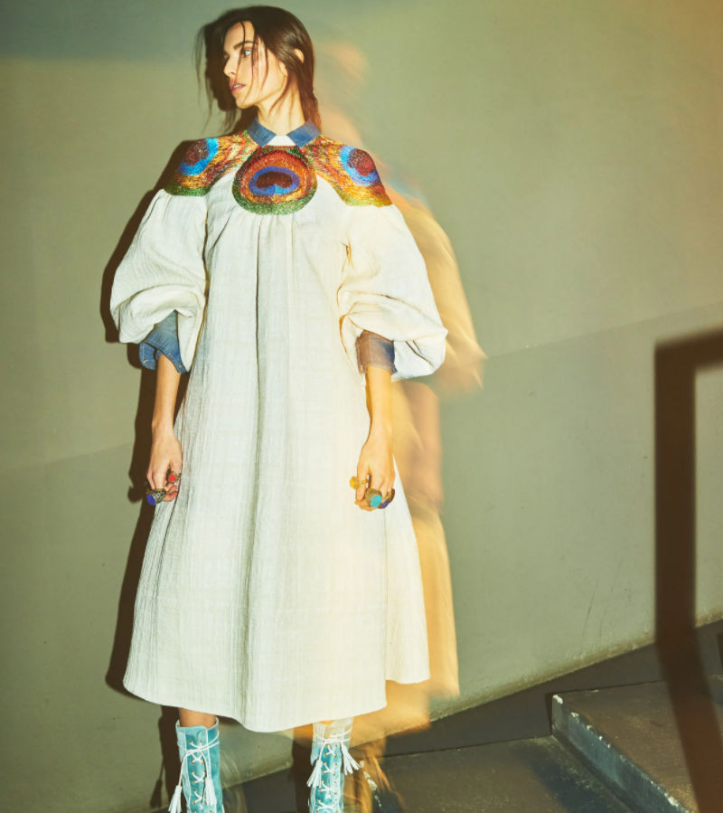 Vestido Stella Jean para semana de moda de Milão primavera verão 21