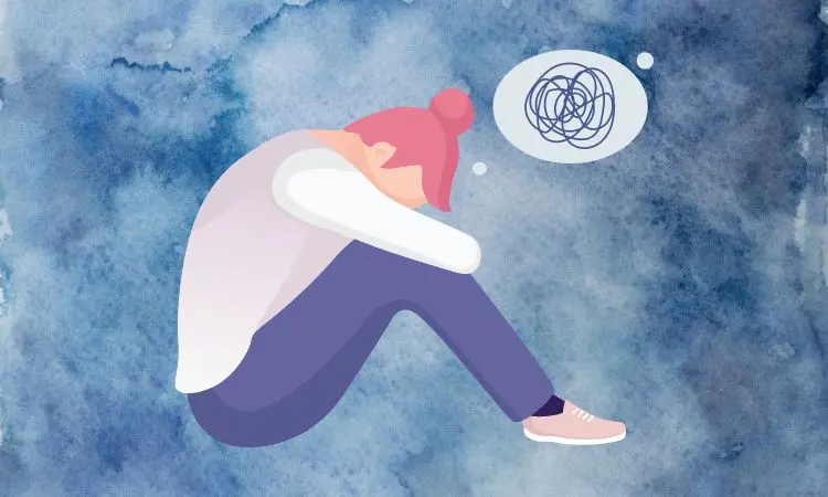 pessoa triste - ilustração em fundo azul pessoa triste