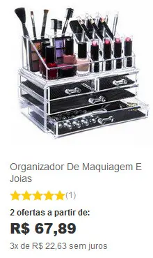 Amigo Secreto Diferente em 2017 12 variações de festas e dicas de presentes Print de organizador de maquiagem e joias em loja online, com informação sobre seu valor