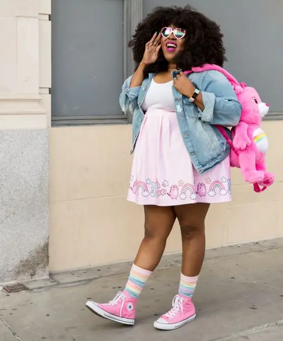 Look vestido, jaqueta e mochila ursinho carinhoso