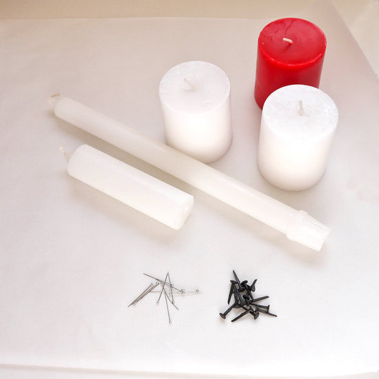 Materiais necessários para decorar vela com pregos