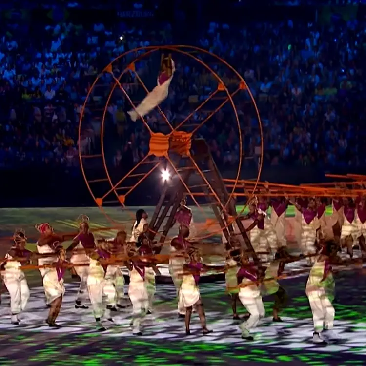 Foto da representação de escravos na Olimpíadas do Rio 2016.