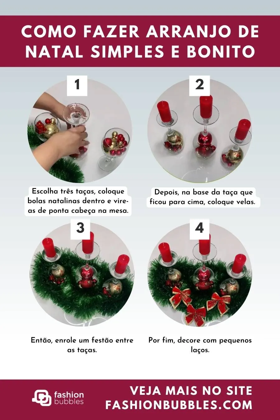 Como fazer arranjo de Natal simples e bonito.