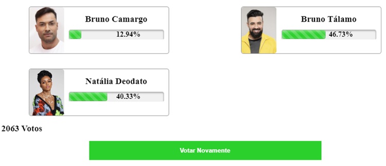 Print da parcial da Enquete A Grande Conquista 1ª Zona de Risco do Fashion Bubbles, às 7h