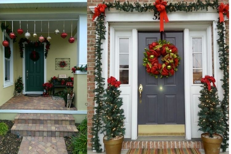 Porta de casa decorada para o Natal