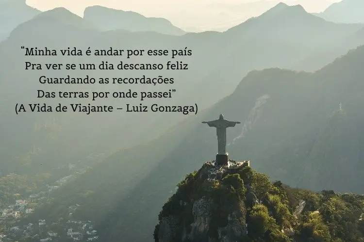 letra de A Vida de Viajante – Luiz Gonzaga sobre foto do Cristo Redentor