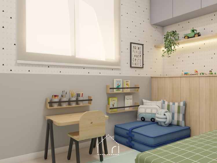 quarto infantil azul e cinza