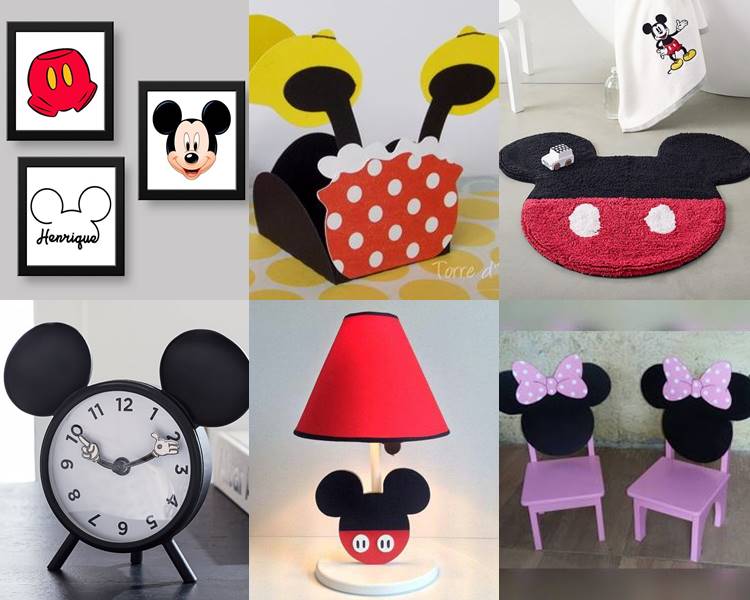 Foto com decorações de Mickey e Minnie.