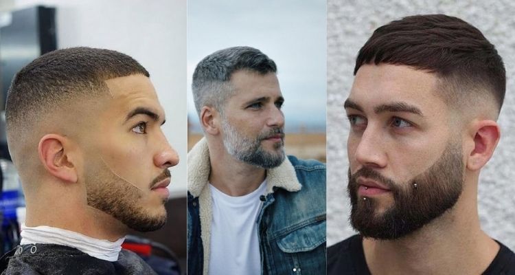 três opções de crew cut