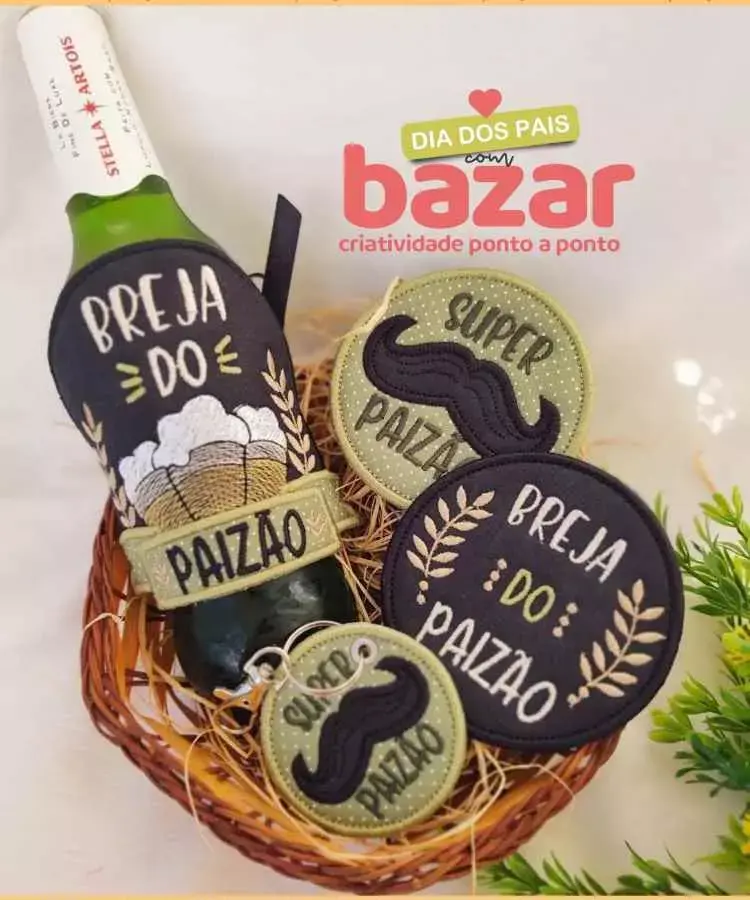 Lembrancinha para pai, kit bordado de cerveja para pai
