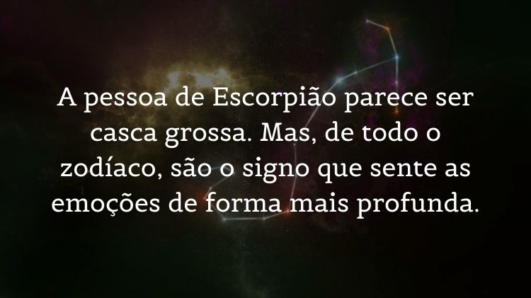 Mensagem sobre escorpianos em foto de céu estrelado