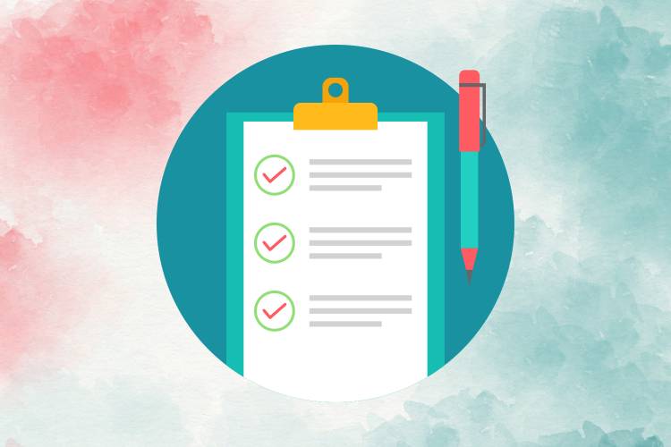 Ilustração de checklist e caneta: organização é essencial para descansar a mente