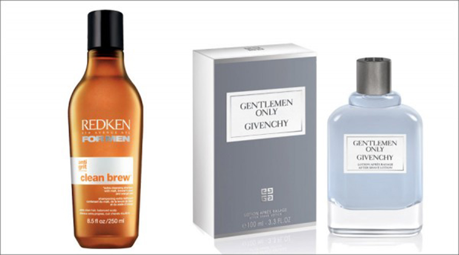 Perfume laranja de tampa preta da Radken e perfume azul da Givenchy