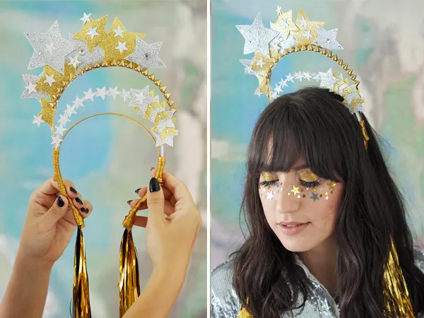 Montagem com fotos de tiara de estrela
