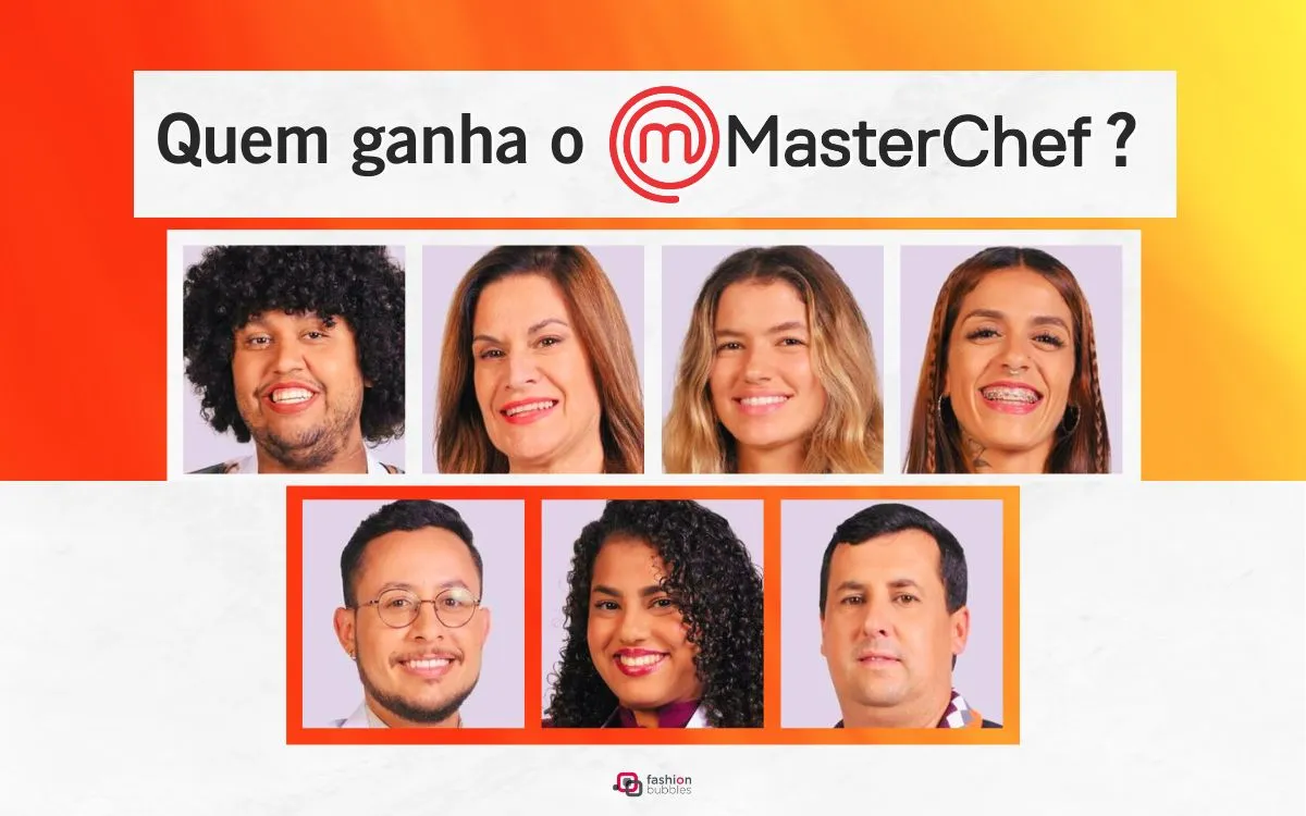 Montagem com foto dos 7 últimos competidores do MasterChef 2023