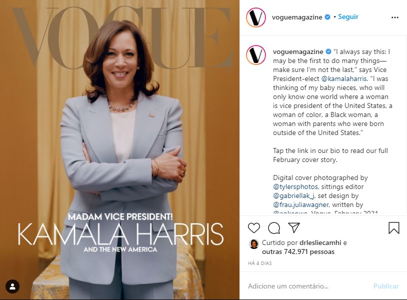 Capa da Vogue com Kamala Harris para a edição digital de fevereiro de 2020 Capa da Vogue com Kamala Harris para a edição digital de fevereiro de 2020