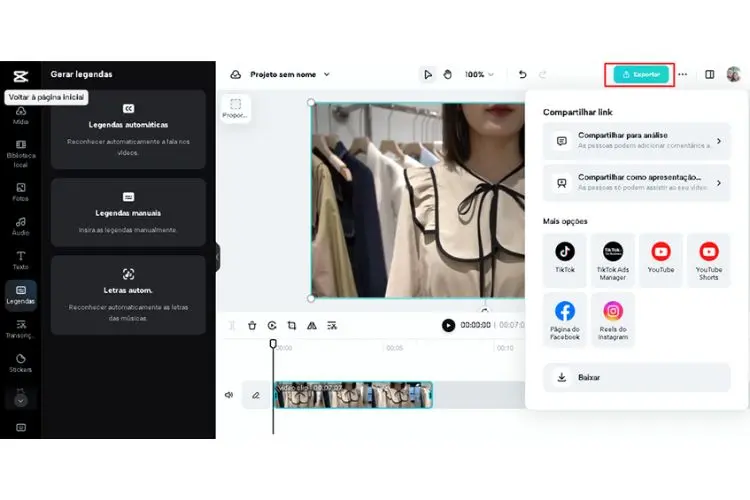 print da tela do CapCut enquanto edita vídeo de GRWM Arrume-se comigo