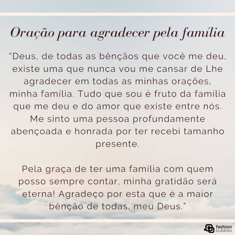 Oração para agradecer pela família