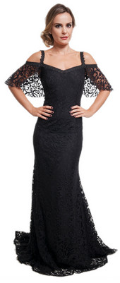 vestido de festa renda decote canoa -closet-me