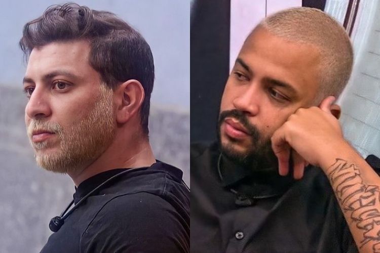 Caio e Projota, do BBB 21, com cabelo loiro pivete