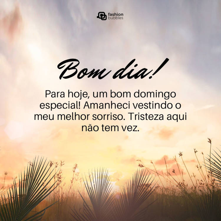 Frase sobre bom dia domingo especial em foto de nascer do sol no campo