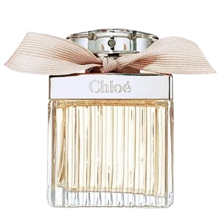 Embalagem de Chloè, com laço rosa na tampa