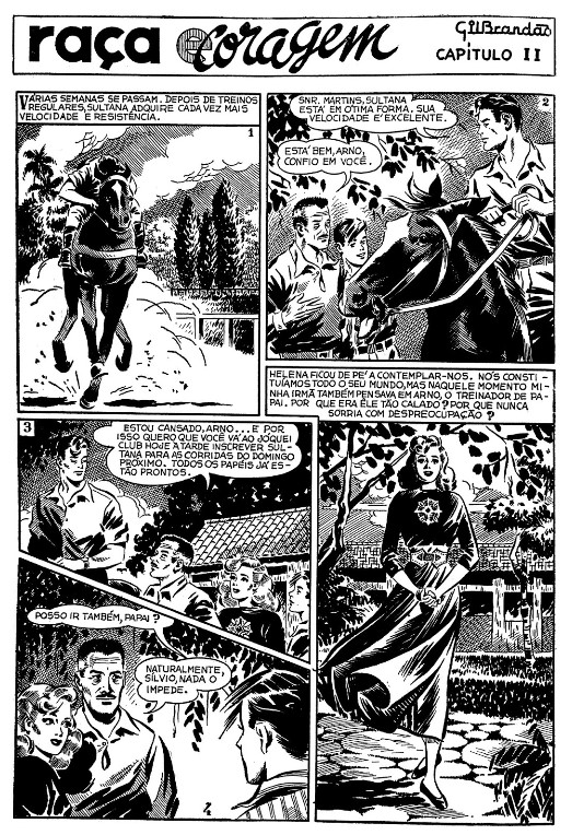 Quadrinho de Gil Brandão "Raça e Coragem", de 1948. 
