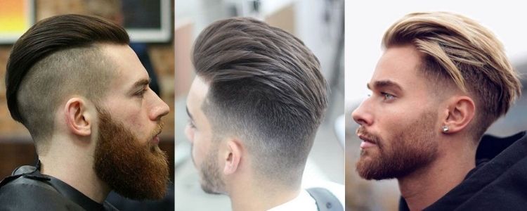 três opções de slicked back hair