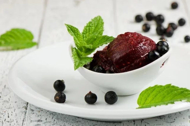 foto de mousse de jaboticaba com algumas frutas em volta foto de mousse de jaboticaba