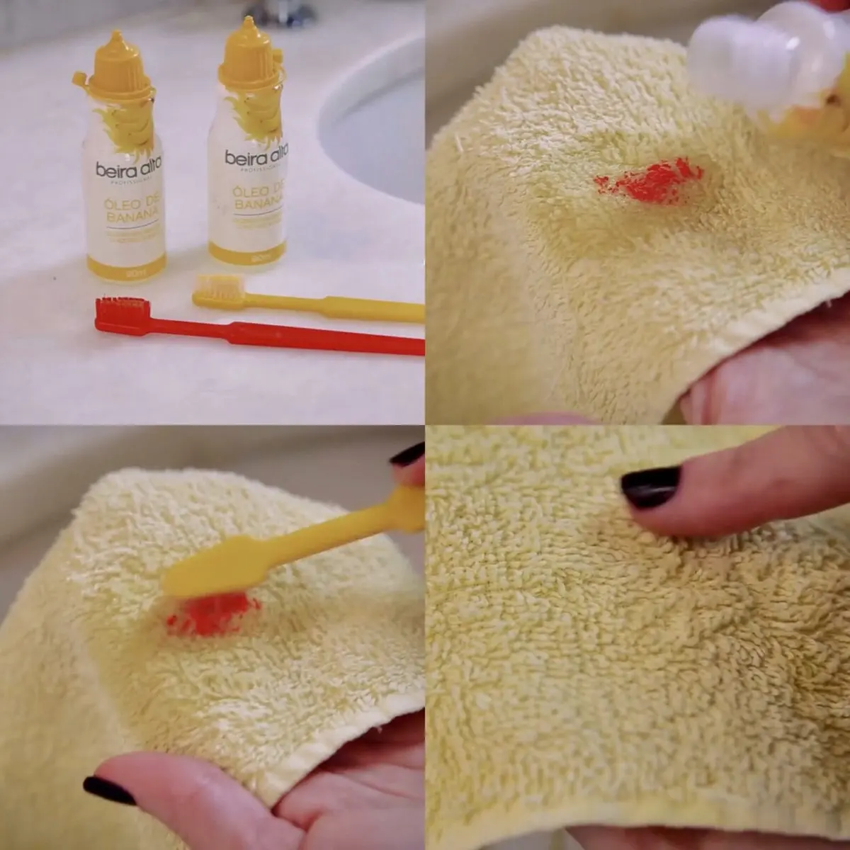 Passo a passo removendo manchas em roupas de esmalte