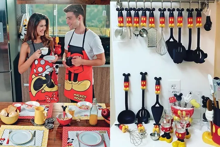 Foto com decoração de cozinha. Mickey - Disney - Halloween.