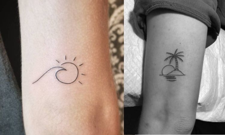 duas opções de tatuagem de praia