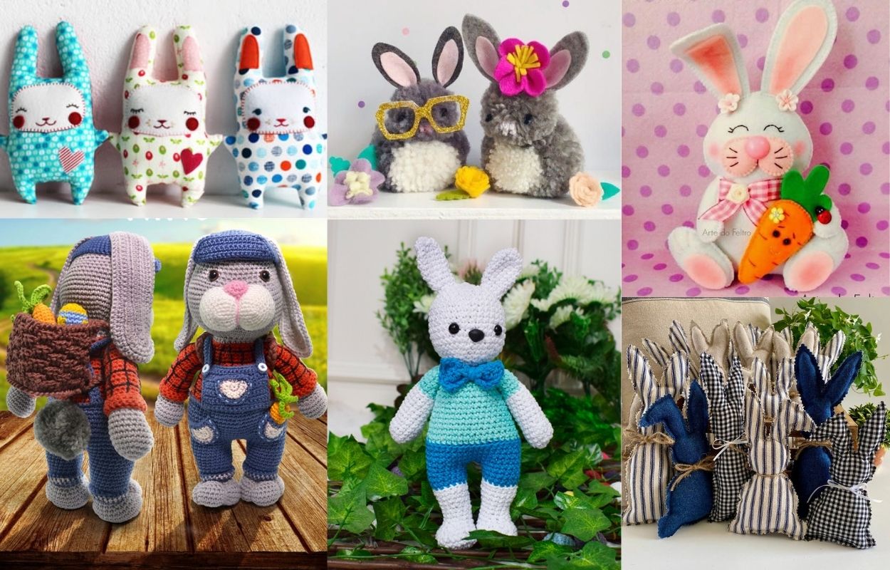seis opções de coelhinhos artesanais