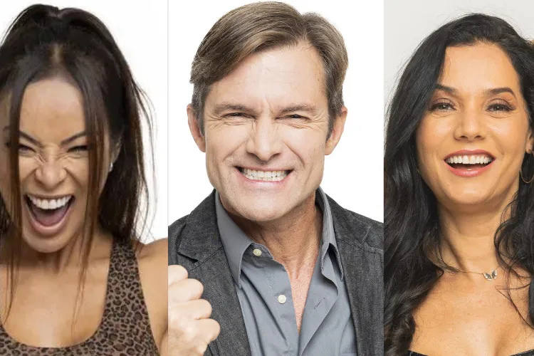 Imagem com os participantes Carol Nakamura, Claudio Henrich e Monica Carvalho