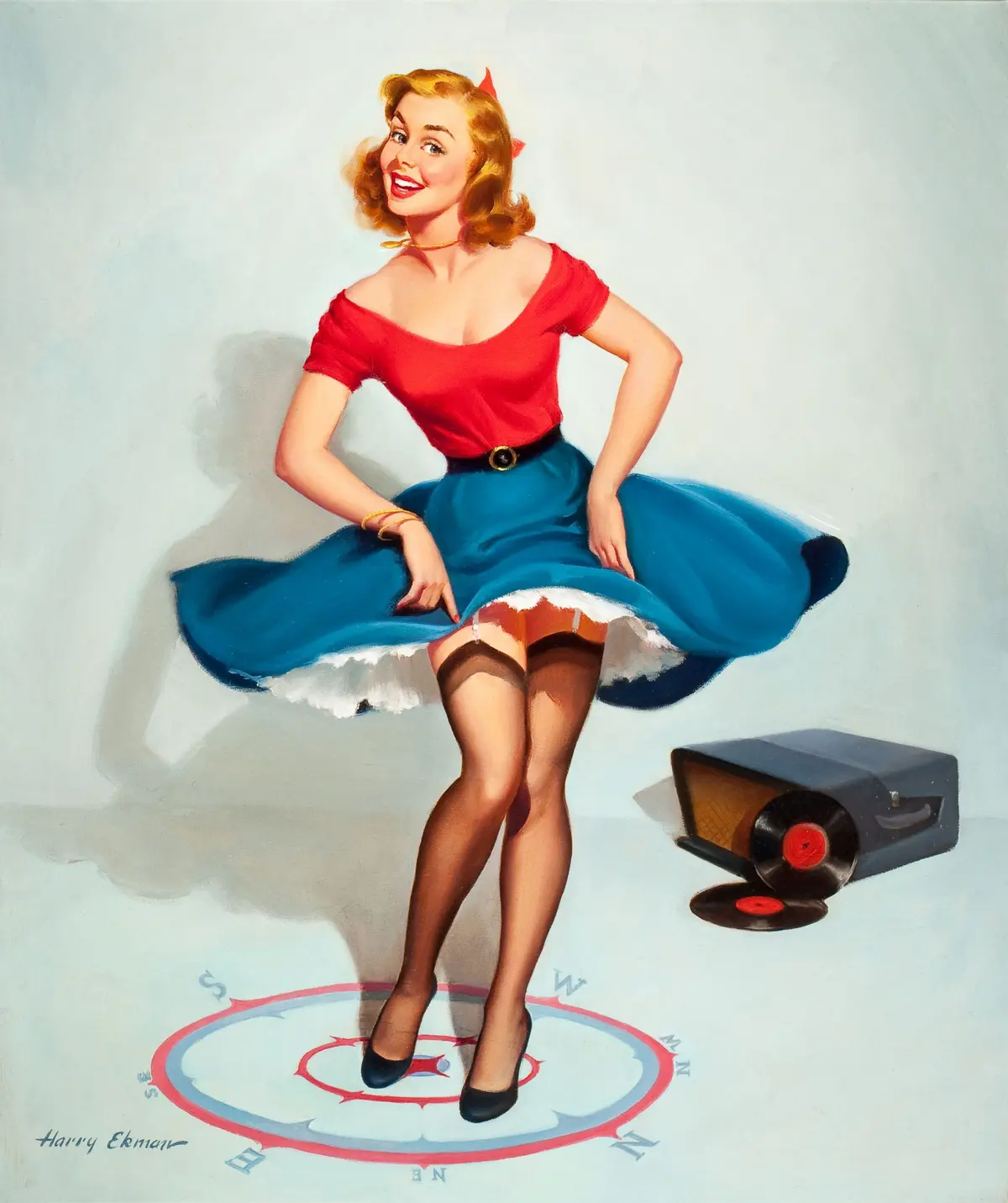 Ilustração pin-up "I don't go far in any direction", de 1950. Ilustração pin-up "I don't go far in any direction", de 1950.