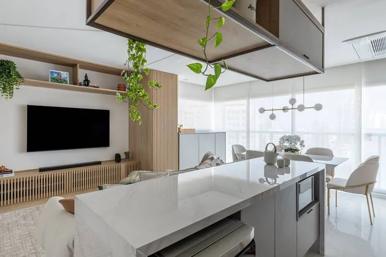 Cozinha americana integrada com a sala