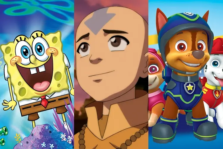 Fotos de "Bob Esponja", "Avatar" e "Patrulha Canina", da Netflix.