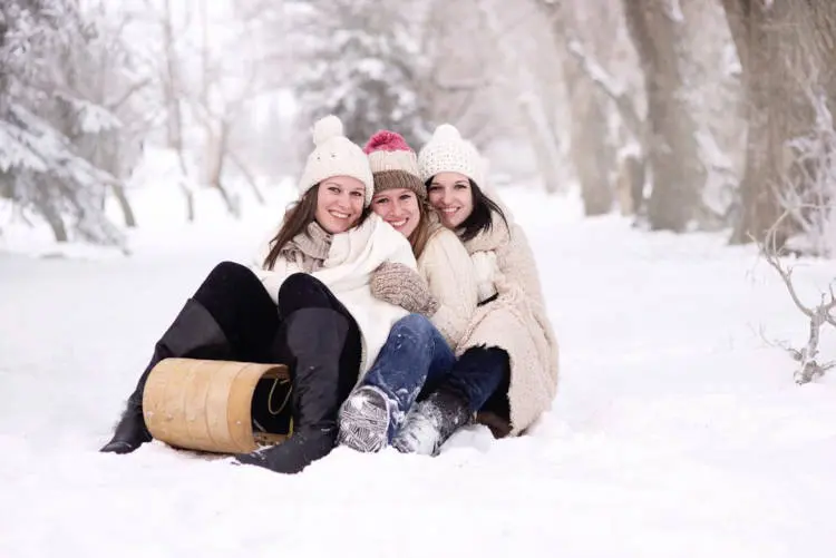 Família inteira na neve