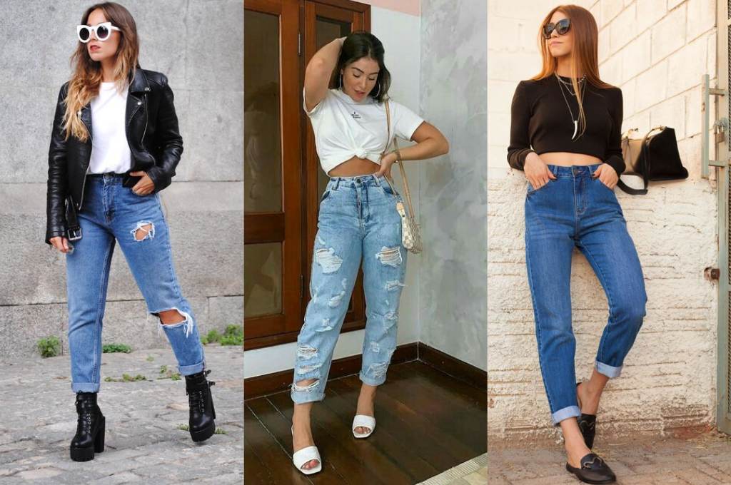 calça mom jeans sapato