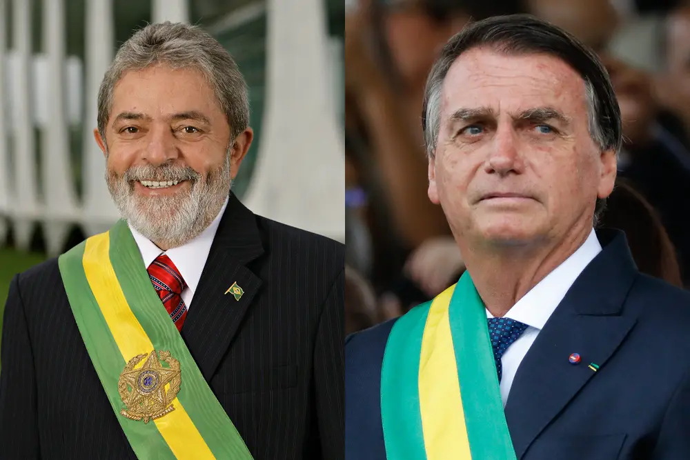 montagem com lula e Jair bolsonaro votação
